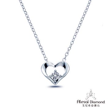 Alesai 艾尼希亞鑽石 10分 D/VVS1 愛心鑽石項鍊 3EX車工 培育鑽石