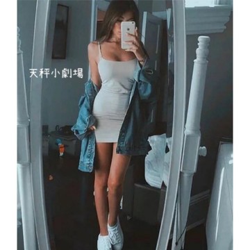 ＊A3熱銷實拍🌸歐美性感連身吊帶短裙復古AA緊身收腰高彈力包臀背心連衣裙連身裙長版背心裙洋裝