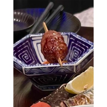 日本料理陶瓷六角日式酒店餐廳商用燒鳥醬料刺身海草前菜小碗