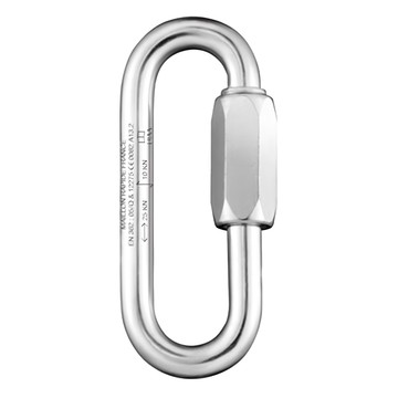 FIXE MAILLON LONG OPENING 橢圓形環扣 鋼質 25kN斷裂強力  7mm  銀鋅色