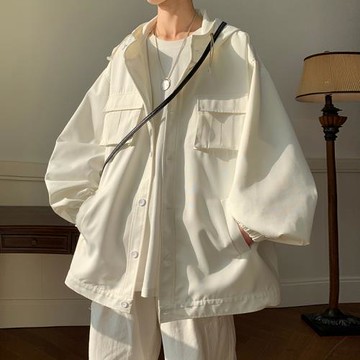 美式機能沖鋒衣外套男春秋款潮牌寬松工裝夾克高級設計感痞帥上衣