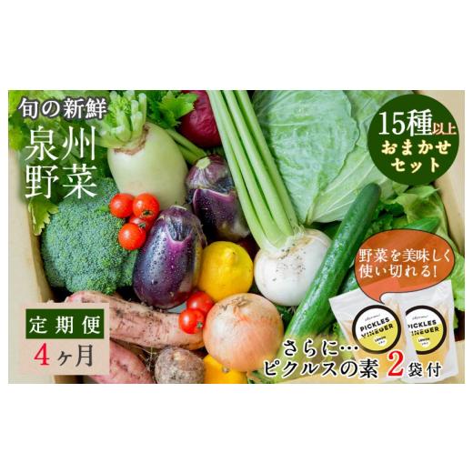 ふるさと納税 大阪府 泉佐野市 旬の新鮮 野菜セット（15種以上）定期便 全4回 おまかせ ピクルスの素付き ファミリー向け
