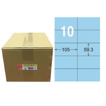 【龍德】LONGDER 三用電腦標籤 A4 10格 59.3*105mm 淺藍 1000張/箱 LD-831-B-B(適用雷射、噴墨、影印)