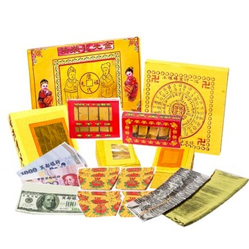 【金發財金紙-祖先金系列】兩岸三地版金條元寶簡單祖先金(含冥國台美人幣-金紙)