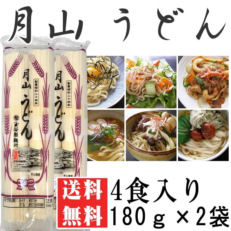 ポイント消化 うどん 送料無料 お試し月山うどん 4人前 180g×2袋 [月山うどん180ｇ×2 BS] メール便 ネコポス 即送