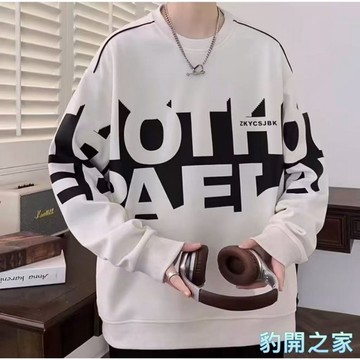 【豹開之家】華棉字母印花長袖T恤 加絨圓領衛衣男 薄款大學t 無帽套頭衛衣 情侶裝 長袖上衣 刷毛T 男生衣服NT02