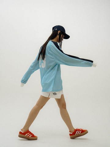 OVERSIZED SPORTY MOTO JERSEY T-SHIRT [TIFFANY BLUE]