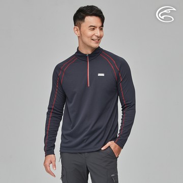 ADISI 男SUNCOOL抑菌半門襟長袖排汗衣(連袖) AL2311030 (M-2XL) 法式海軍藍 ｜城市綠洲