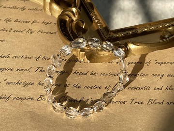 【聖托里尼日落。手鍊】黑沙閃靈鑽、天然白水晶|14KGF、中性手鏈