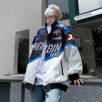 美式復古vibe機車潮牌棒球服外套男春秋季高街痞帥寬松賽車服夾克