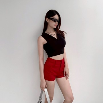 【Aa.chic】薄料A字高腰顯瘦短褲(兩色).女裝/下身/薄料/A字/高腰/顯瘦/短褲/日常/夏裝【C172252】