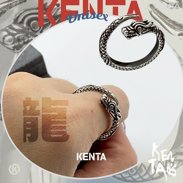 肖龍戒指 中性耳釘 龍紋設計 圖騰銀色 中性配件 男生極簡風格飾品 健太選物⋆˖°