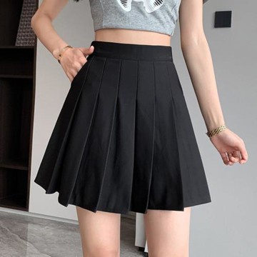 【口袋款】彈力松緊腰百褶裙女夏季a字半身裙小個子高腰顯瘦短裙