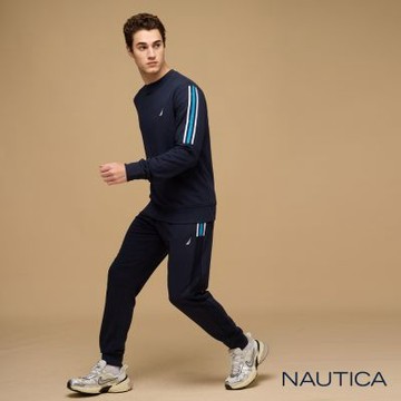 Nautica  男裝 抽繩休閒長褲-藍色