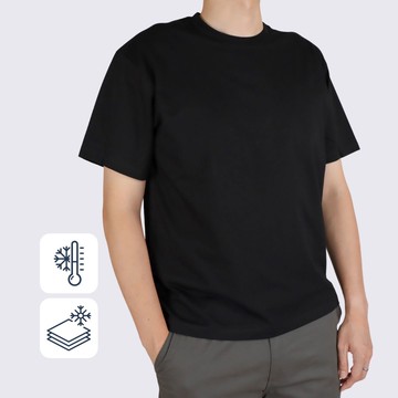 涼感混紡寬版Ｔ恤－黑色