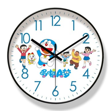 靜音時鐘🎀 童趣客廳掛鐘哆啦A夢早教家用時鐘掛表靜音準時石英鐘 靜音掛鐘 時鐘