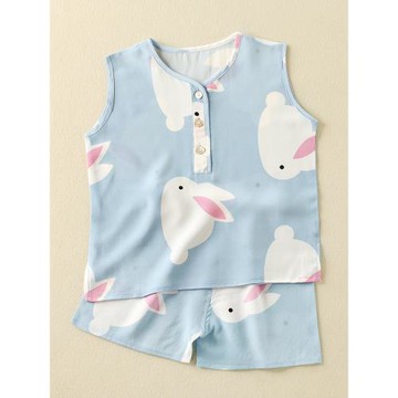 桑蠶絲兒童夏裝女童真絲套裝女寶寶休閑背心短褲小孩洋氣兩件套薄