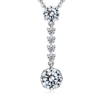 項鍊．高貴典雅．2.0克拉．擬真鑽｜925純銀