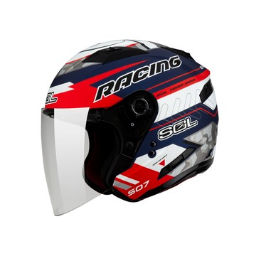 SOL SO-7 極速先鋒_消光藍/紅白銀 開放式安全帽｜雙 D 扣／排齒釦可選