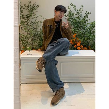 MRCYC麂皮絨痞帥短款夾克男秋季寬松立領外套韓系潮流高級感上衣