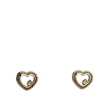 COACH C Logo 鏤空縫線愛心造型針式耳環(金色) CBB42 GLD