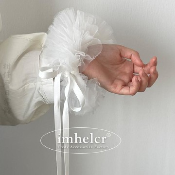 🔥2件9折🍊臺北出貨🍊可開發票ins風小衆設計感可調節蓬蓬黑白紗質繡球花飄帶大號髮圈髮飾新款