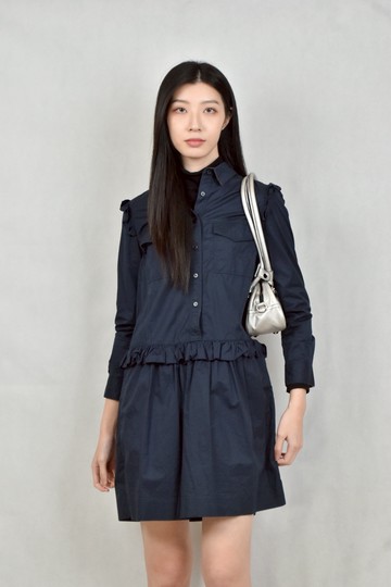 (XS（含）以下) burberry藍色荷葉邊洋裝