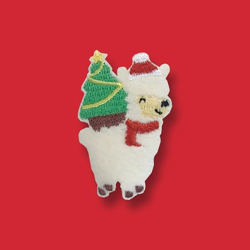 【聖誕禮物】聖誕樹羊駝雙用刺繡布貼