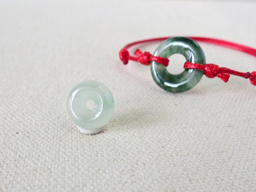 本命年【平安‧如意】平安扣翡翠韓國蠟線手鍊*HGB11*招財、保平