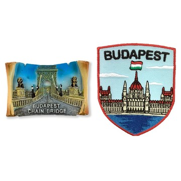 造型布貼＋磁鐵【2件組】 匈牙利布達佩斯 賽納河 塞切尼鏈橋冰箱磁鐵＋匈牙利 布達佩斯刺繡徽章 磁性家居裝飾_廠商直送