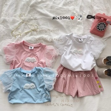 🌈✨天使小翅膀公主袖造型上衣✨兒童亮片翅膀造型上衣 5-17