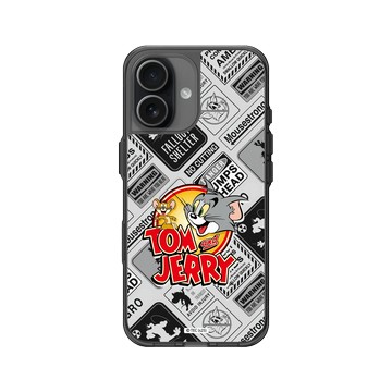 iPhone 17 Clear (相機按鈕) 酷墨灰 - 湯姆貓與傑利鼠 Tom and Jerry - 貼紙系列 - 復古LOGO