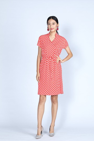 ERICA 波爾卡圓點. 圍裹裙 (紅/白)