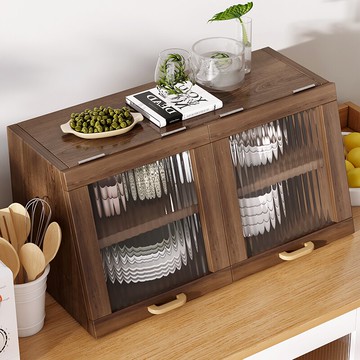 餐邊柜日式家用廚房實木長虹玻璃置物架柜子儲物柜茶水柜桌面碗柜