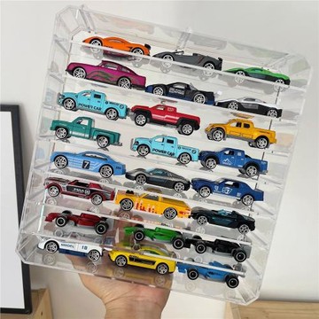 現貨多美卡風火輪合金玩具小汽車模型收納盒透明車位亞克力展示架