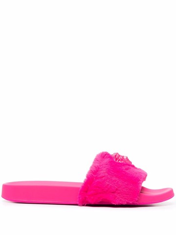 Versace - La Medusa faux fur slides - women - Rubber/Polyester/Rubber - 36 - Pink