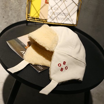 東大門兒童雷鋒帽男童女童冬季護耳冬帽羊羔毛保暖帽燈芯絨小童帽1入