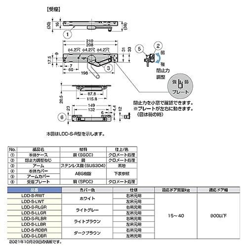 スガツネ工業 ドア用金物 LAMP ラプコンドアダンパー 面付 LDD-S-RLBR