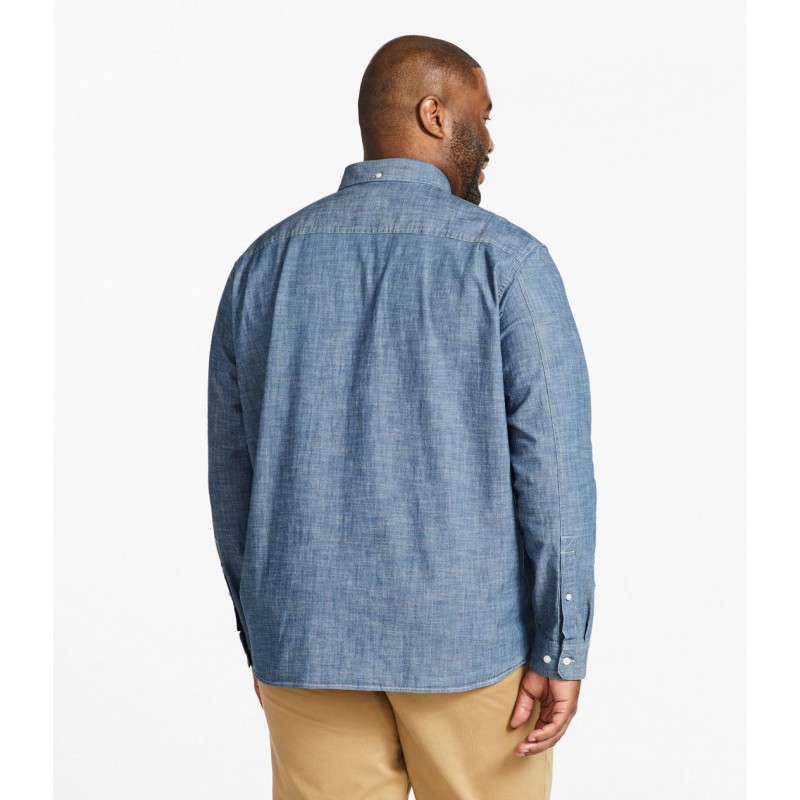 Men's Comfort Stretch Chambray Shirt, Traditional Untucked Fit