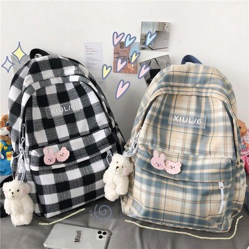 ❤️ 人氣爆款 ❤️格子书包女韩版高中大学生背包ins风校园百搭中学生初中生双肩包