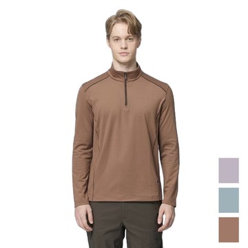 【Wildland 荒野】彈性暖感半襟拉鍊機能衣 男 0B22602