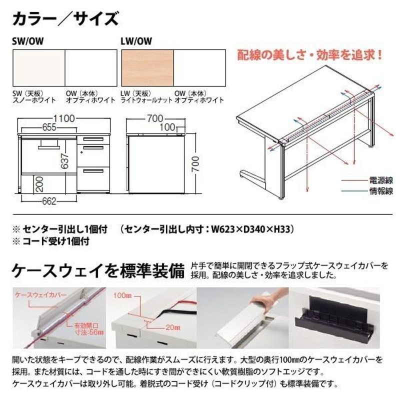 オフィスデスク (搬入設置に業者がお伺いします) 片袖机 L型脚 A4-3段