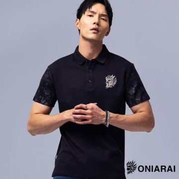 鬼洗 BLUE WAY – 黑標-闇光重工雙袖印短袖POLO衫