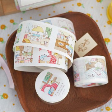 小狗巴士VOL.16 可愛小狗生活小片段 和紙切膜雙透拉絲星閃貼紙卷