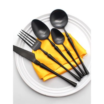 新品酒店歐式典雅創意拉絲黑色304不銹鋼西餐牛扒刀叉勺子套裝