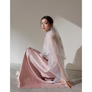 CHIC A SPACE 翻領打褶削肩背心長洋裝(附釦環腰帶)(杏/粉紅) 女裝 現貨 氣質 高級感