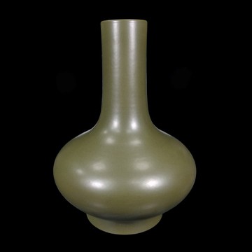 《博古珍藏》清乾隆．茶葉末釉荸薺瓶．高34公分．老件文物．花瓶瓷器．底價回饋