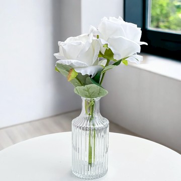 FLORAL M 仿真花禮 歐若拉玫瑰小花園  1件  白色