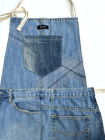 【永續改造】REHOW設計師工作服/圍裙_REMAKE限量商品(淺藍+12針)