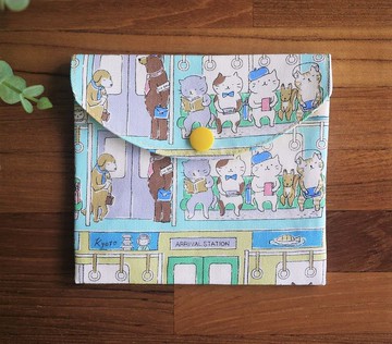 小物收納包/口罩收納包/小物包/棉棉包=日本布料=通勤貓咪=綠